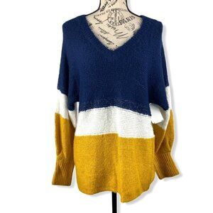 1.State V-neck colorblock knit sweater